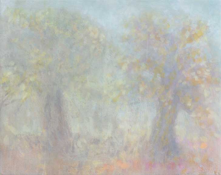 Nr. 2025-05, Obstbäume, 2025, Öl auf Leinwand, 40 x 50 cm