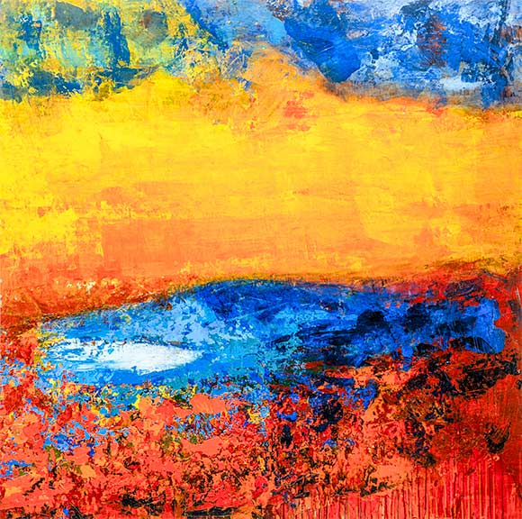 Nr. 2003-t02, Große Landschaft, 2003, Acryl auf Holztafel, 175 x 176 cm