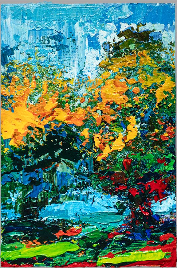 Nr. 2005-t06, Bäume, 2005, Acryl auf Holztafel, 83 x 55 cm